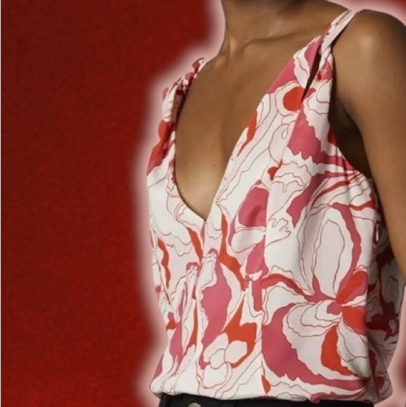 NWOT Equipment Femme ‘Hadley’ Silk Crepe Tank in “Raspberry Sorbet Multi” Sz XXS - Picture 4 of 16
